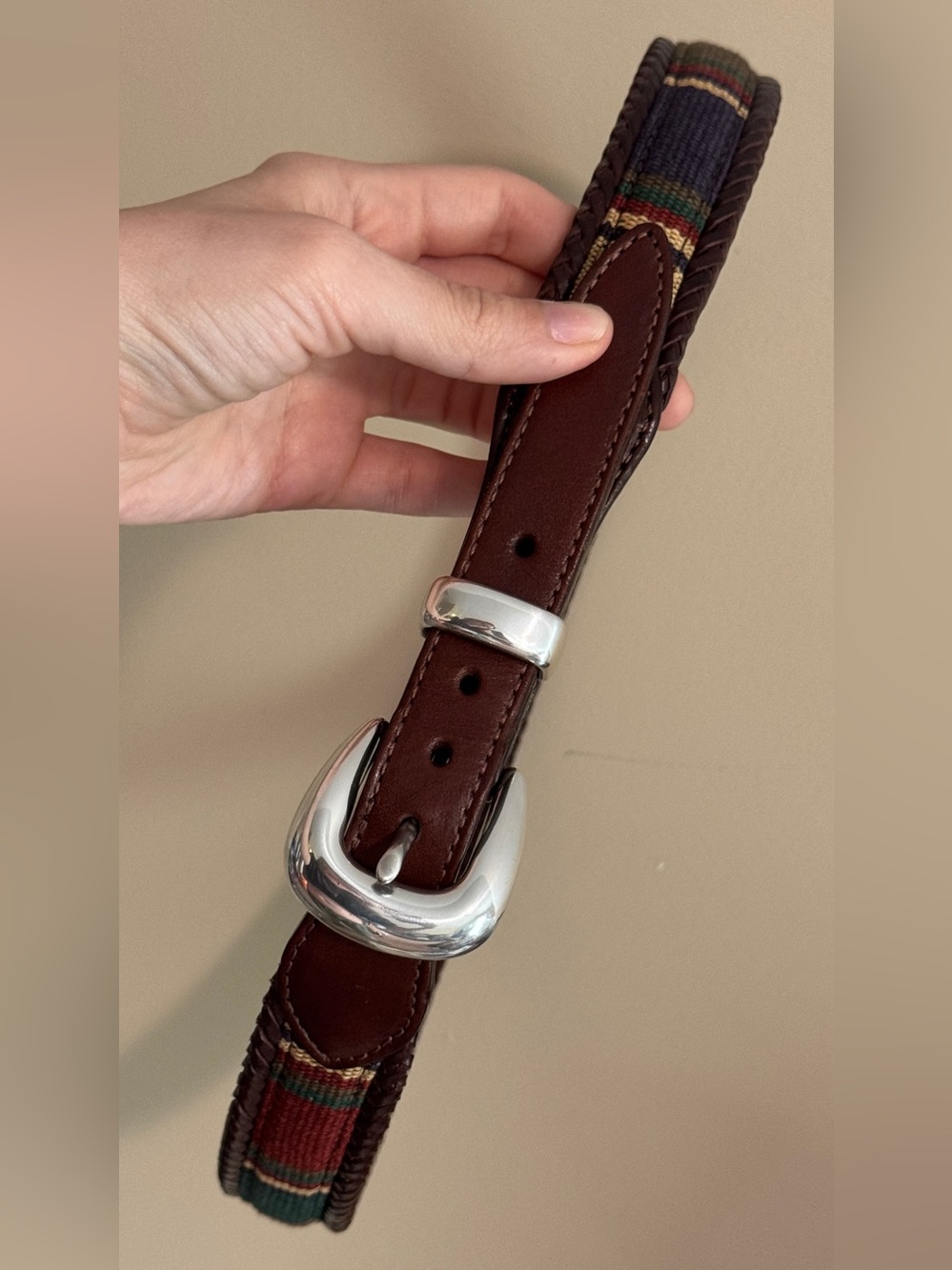 Brighton Men’s Leather and Tapestry Santos Southwestern Belt